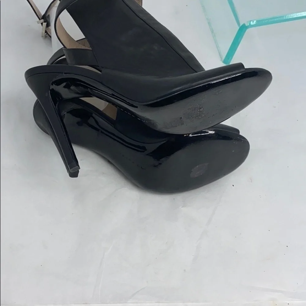 Barbara Bui Sz 38 Black Leather Ankle Wrap Heels